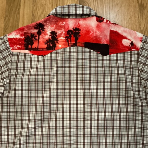 BetaProject Del Mar Western Pearl Snap Shirt XL Made USA Brown Plaid Print - Picture 4 of 8